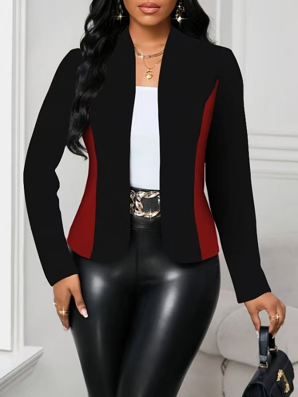 Street-Wave Women's Modern Blazer Jacket With Colorblocked Panels Flattering Fit Office Ready