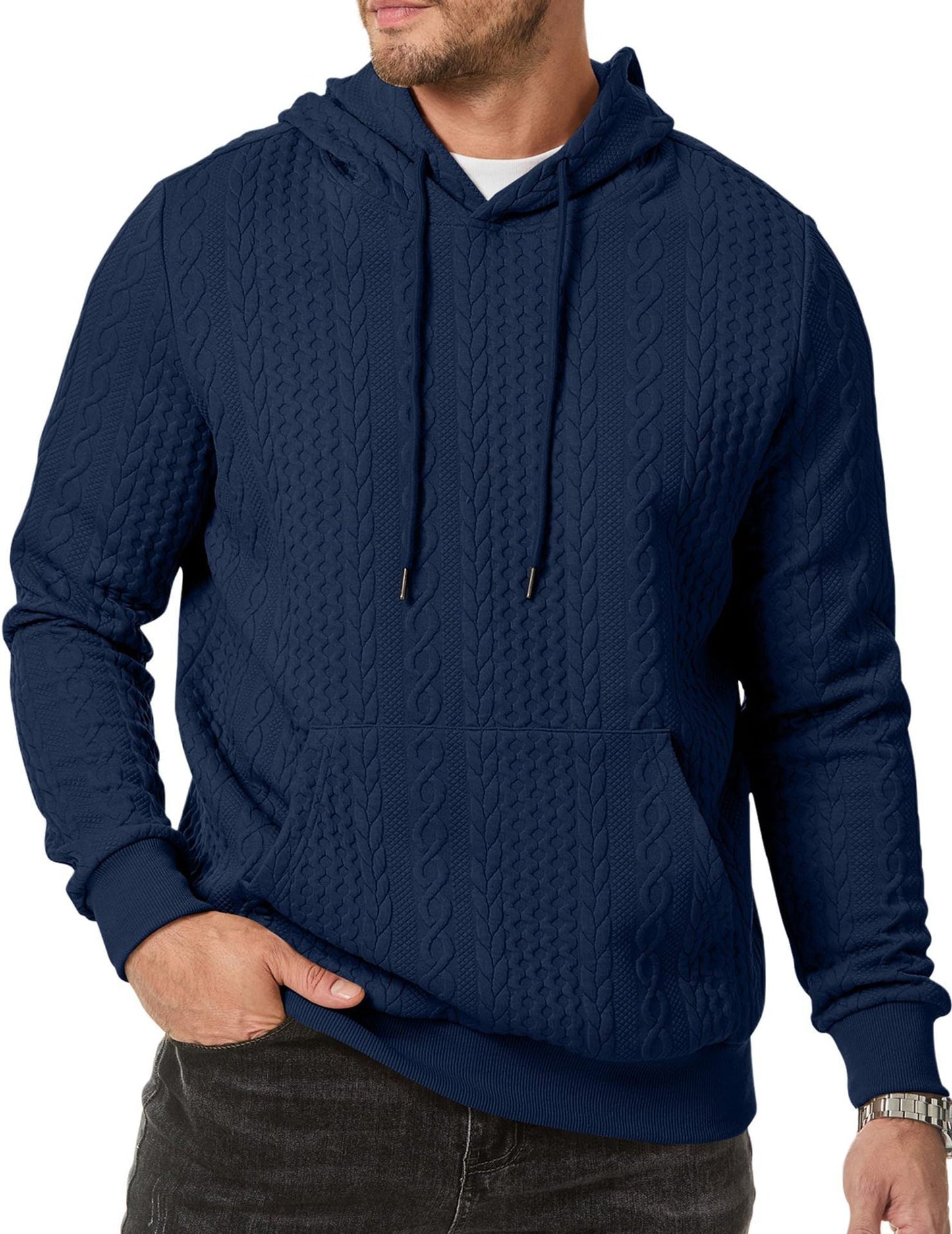 Men's Cable Knit Hoodie Street-Wave With Structured Knit For Premium Comfort And Warmth