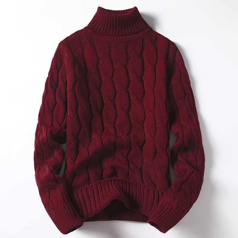 Street-wave Men's Cable Knit Sweater With Roll Neck Turtleneck Cozy Soft Breathable Warm