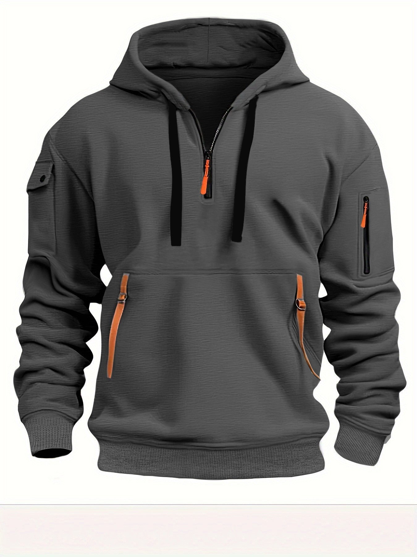 Mens Functional Hoodie Street-wave With Zippered Pockets For Active Men Comfort And Style