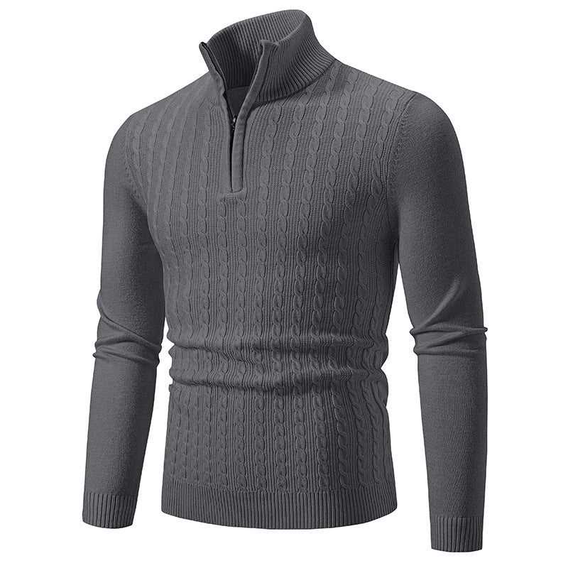 Street-wave Men's Zip Up Cable Knit Premium Turtleneck Sweater for Stylish Comfort and Everyday Wear