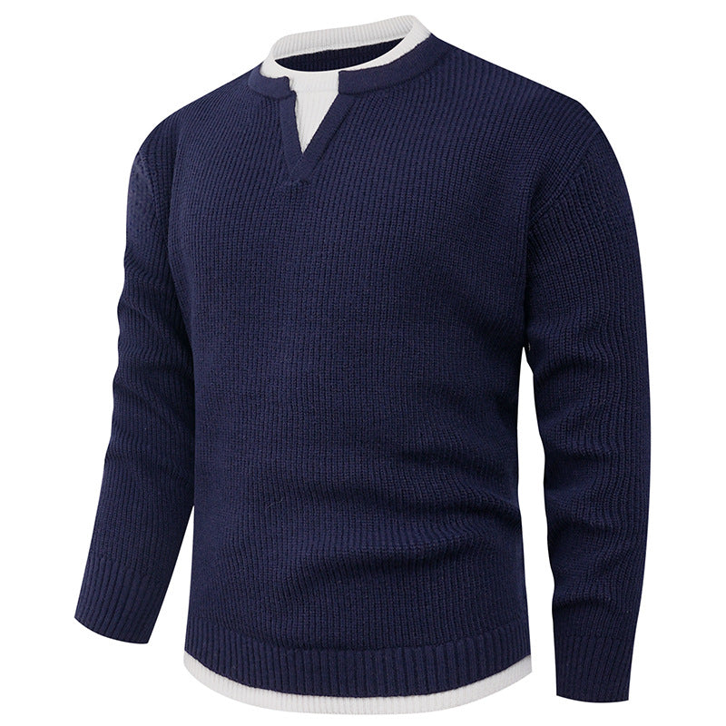 Street-Wave Mens V-Neck Knit Sweater With Premium Fine Texture For Everyday Comfort And Style