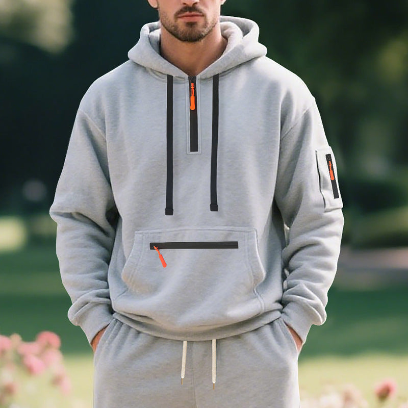 Street-wave Men's Breathable Functional Zip Hoodie With Front Pocket For Active Lifestyles