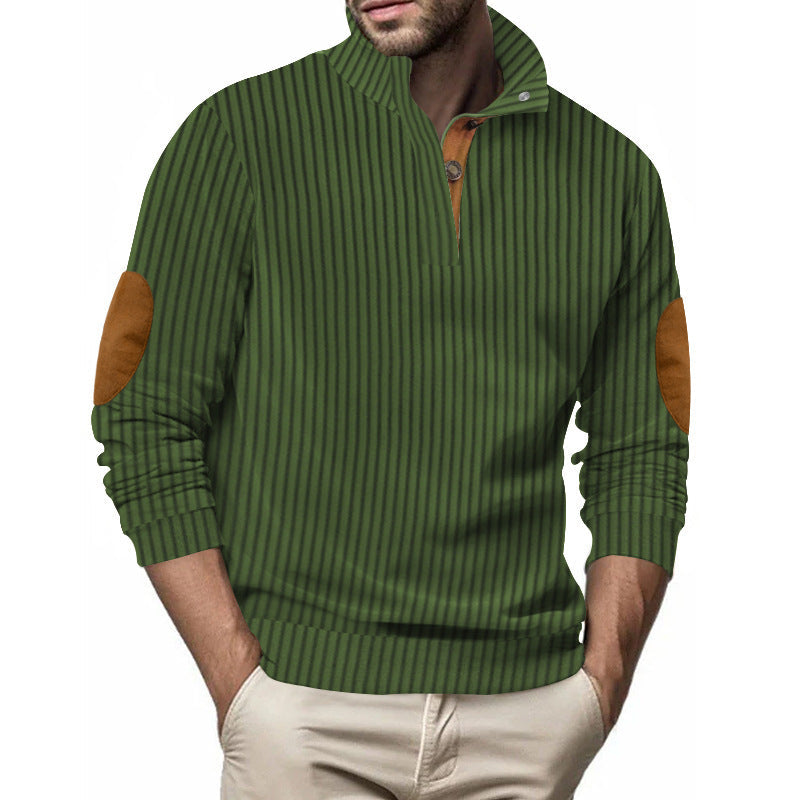 Men's Quilted Pullover By Street-Wave With Structured Design And Contrast Patches For Everyday Casual