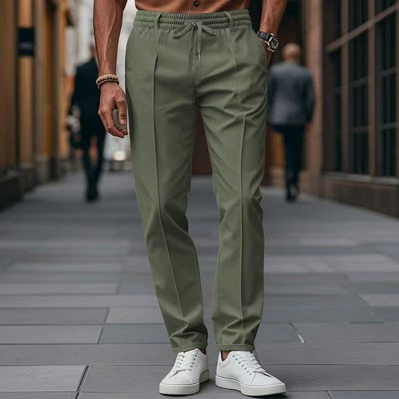 Street-Wave Men's Elegant Casual Trousers With Elastic Waistband And Side Pockets