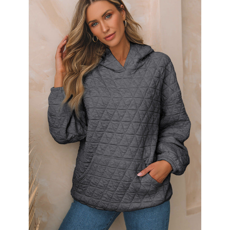 Street-Wave Women's Quilted Hoodie With Pockets Cozy Warm