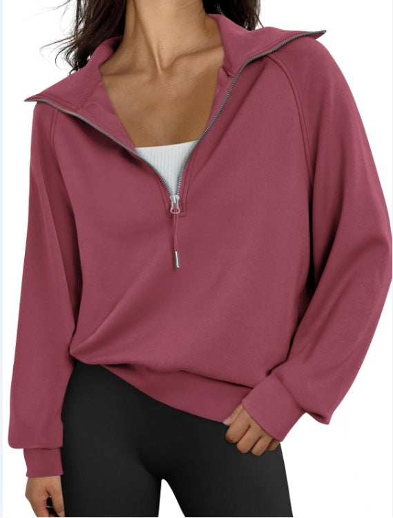 Street-wave Womens High Collar Zip Sweatshirt Cozy Versatile Casual Pullover For Everyday Wear