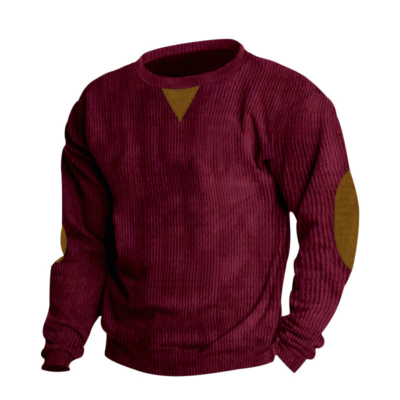 Street Wave Women's Ribbed Knit Pullover With Faux Leather Details And Elbow Patches