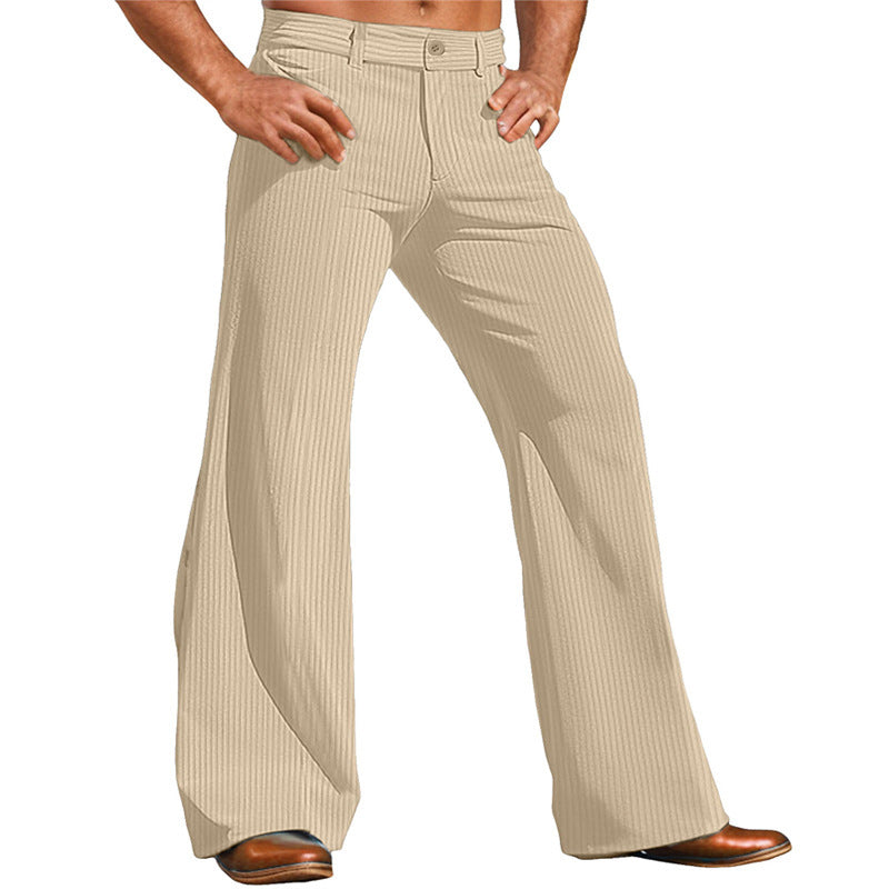 Street-wave Mens Vintage Striped Flared Pants for Stylish Everyday Wear and Casual Sophistication