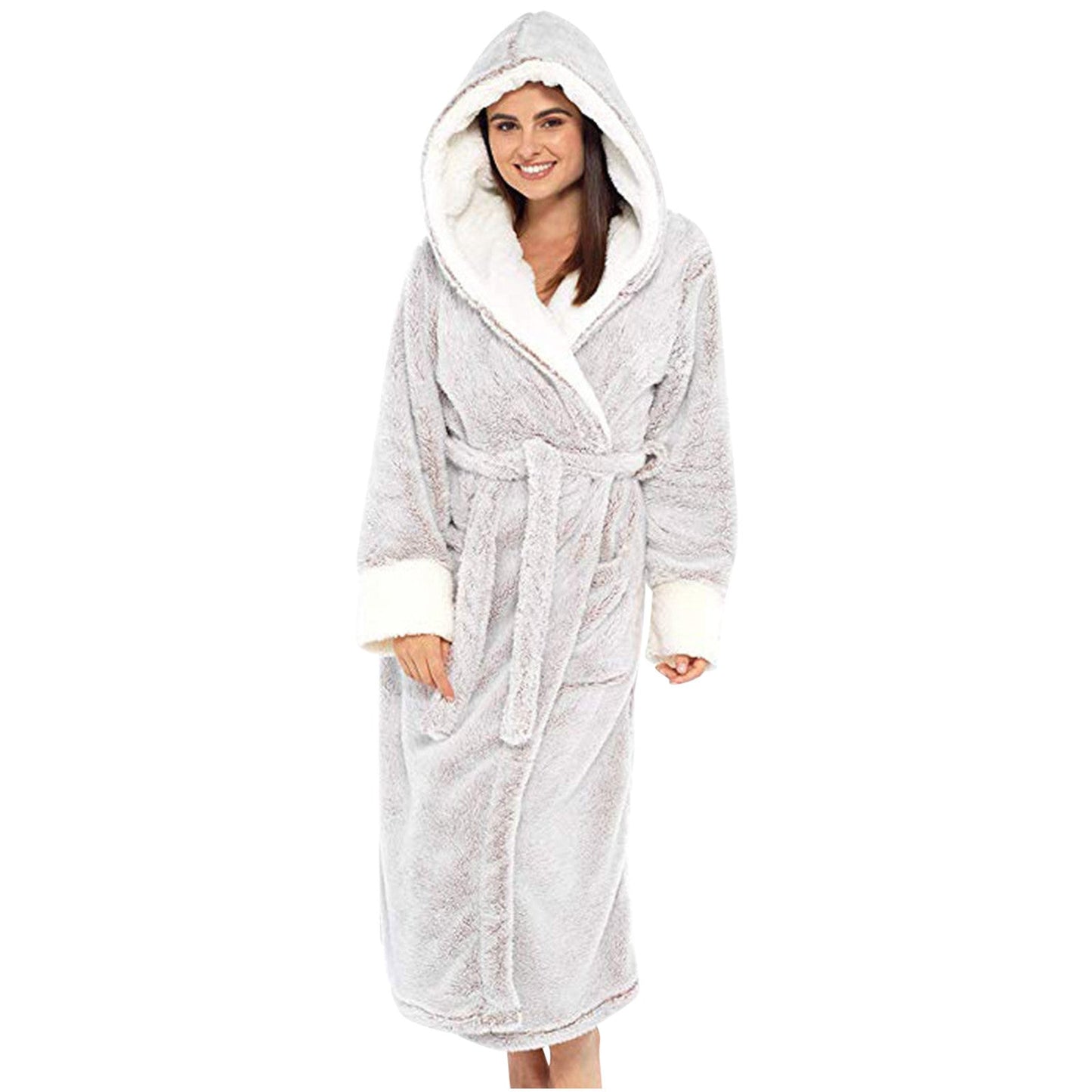 Street Wave Women's Cozy Fleece Hooded Bathrobe With Belt Soft Warm Comfort For Cozy Mornings And Lounges