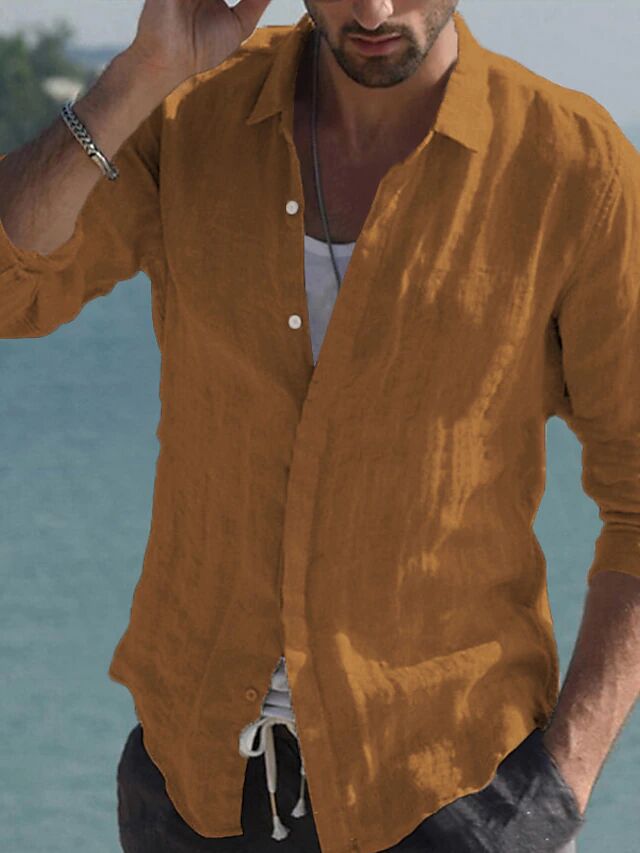 Street-wave Men's Linen Shirt Breathable Lightweight Relaxed Fit For Summer Casuals