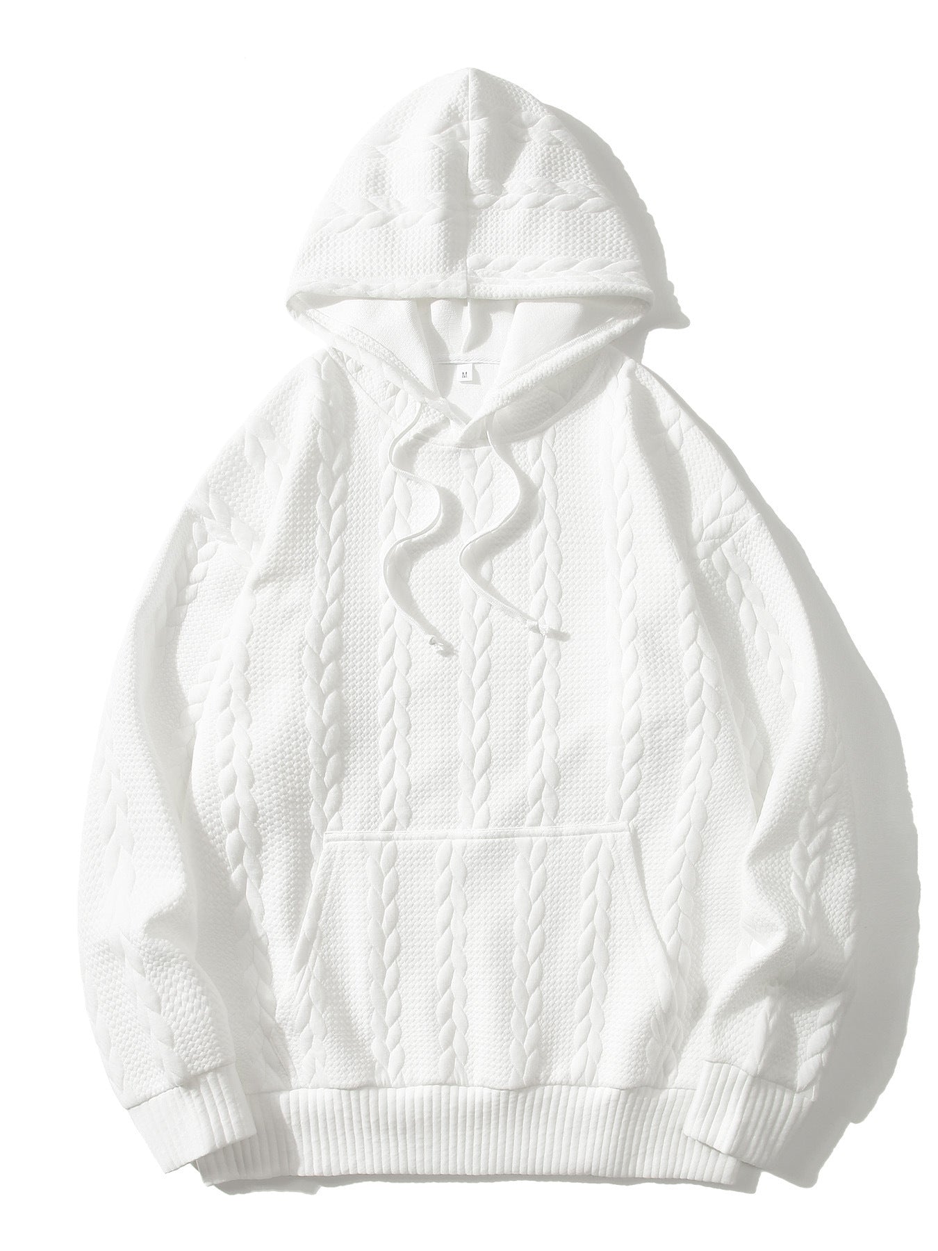 Streetwave Mens Cable Knit Hoodie With Structured Pattern For Warm Cozy Comfort