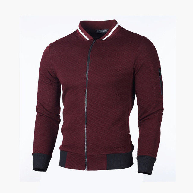 Street-Wave Men's Textured Sweat Jacket With Secure Zip Pocket Premium Fit Modern Style