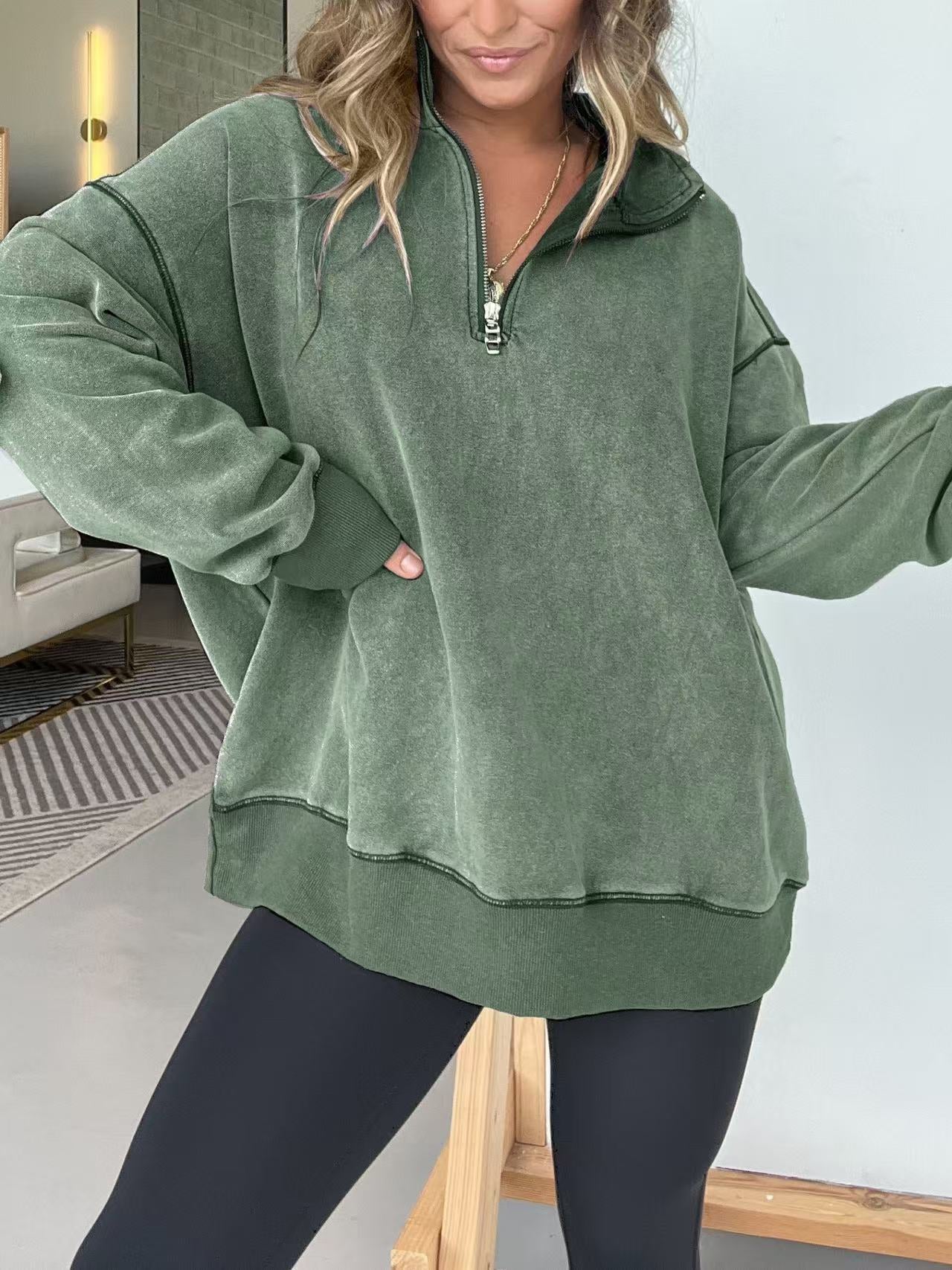 Street Wave Womens Cozy Fleece Pullover Half Zip Warm Everyday Comfort For Casual Streetwear