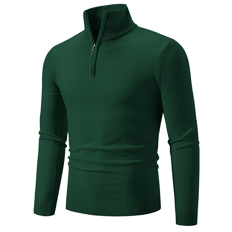 Street-wave Men's Knit Sweater With Modern Stand Collar And Practical Zipper For Everyday Wear And Comfort