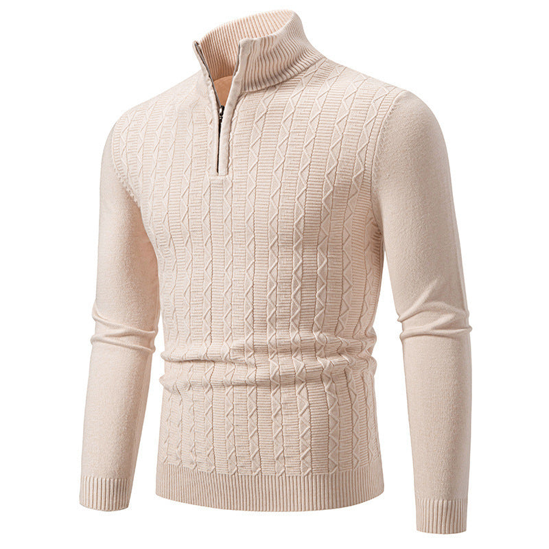 Streetwave Mens Cable Knit Zip Neck Sweater Warm And Stylish Knitwear For Cold Weather