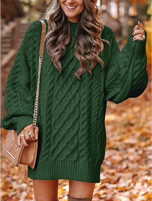 Street-wave Women's Cable Knit Sweater With Voluminous Sleeves In Soft Cozy Wool