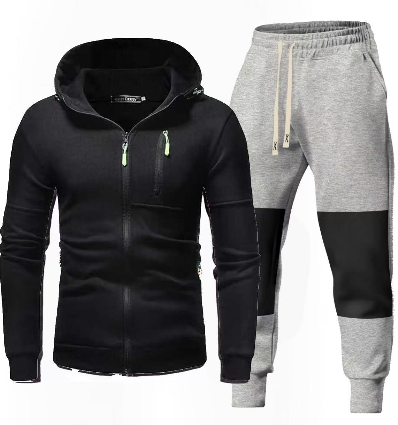 Street Wave Men Sport Hoodie And Jogger Set With Functional Zip Pockets For Active Comfort
