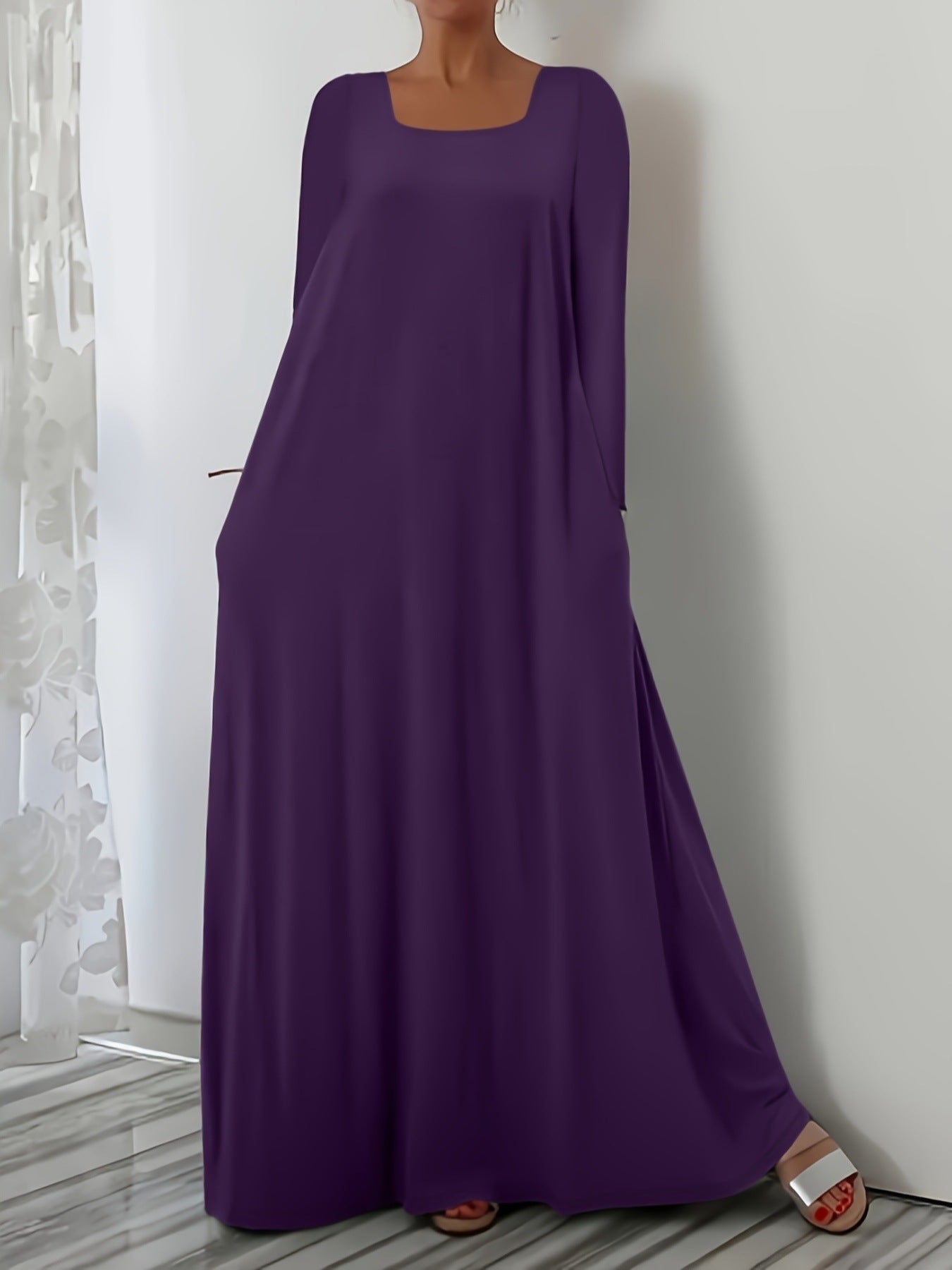 Street-Wave Wide Cut Maxi Dress With Pockets For Women Flowy Comfort Everyday Essential