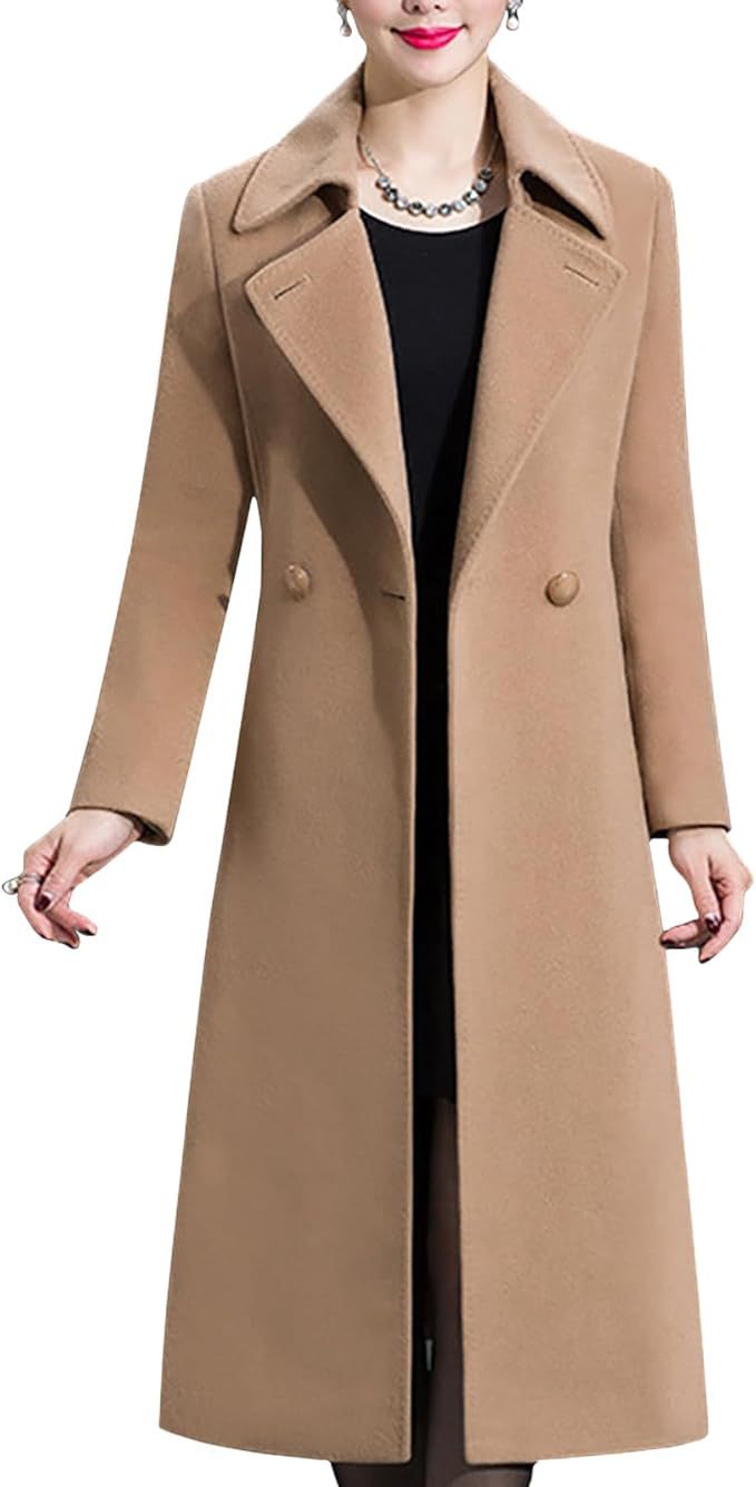 Street Wave Elegant Long Coat For Women Chic Office Ready Outerwear Navy Blue Luxury