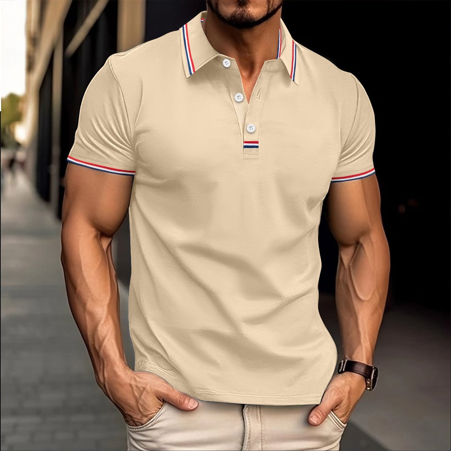Street-Wave Men Slim Fit Polo Shirt Cotton Blend Comfort