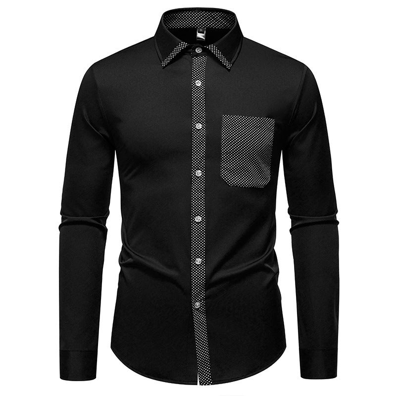 Mens Long Sleeve Shirt With Contrast Collar And Modern Chest Pocket Streetwave For Modern Men