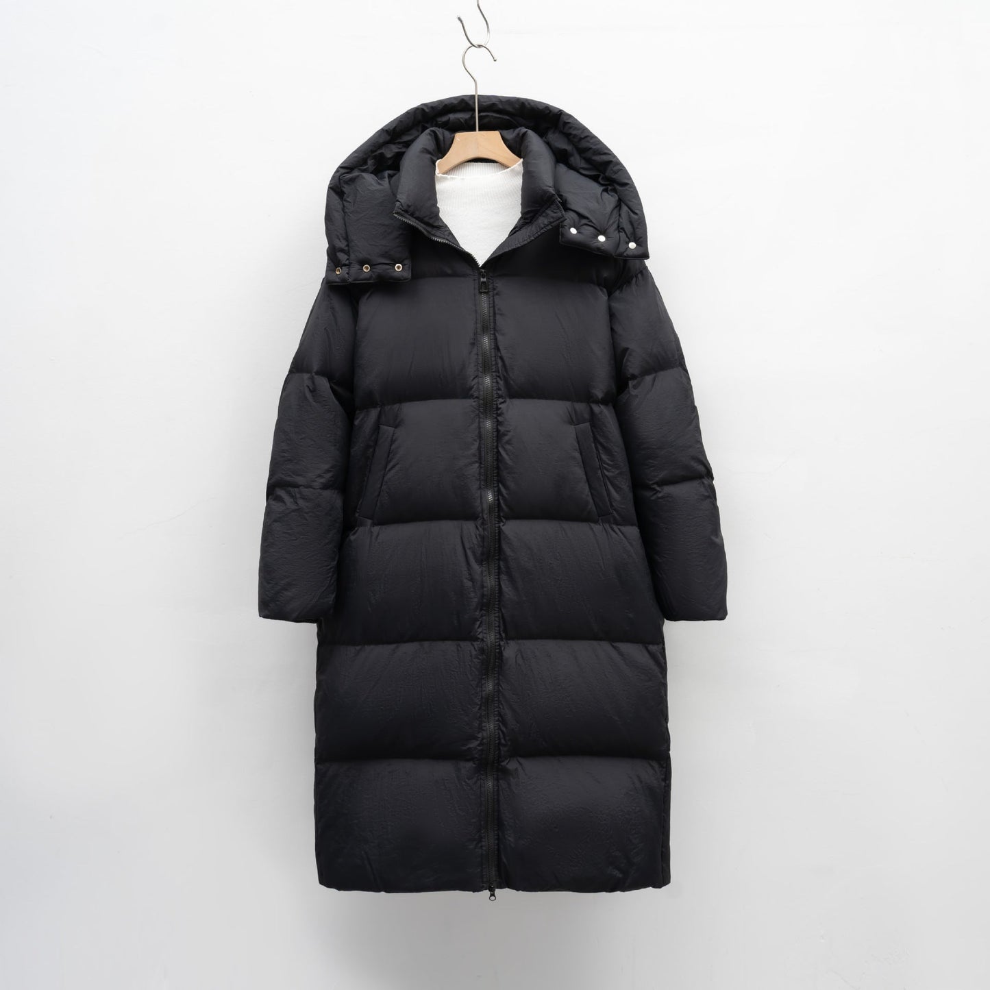 Street Wave Womens Long Down Puffer Coat With Removable Hood For Winter Warmth And Side Pockets