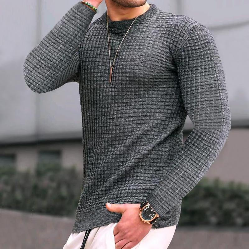 Street-Wave Mens Elegant Textured Knit Sweater With Structured Surface For Modern Men