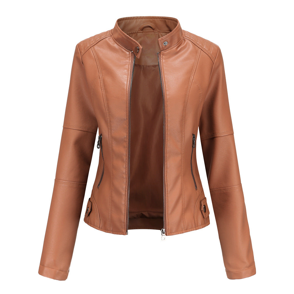 Streetwave Women Leather Jacket With Quilted Shoulders Timeless Style Cozy Comfort For Outdoors