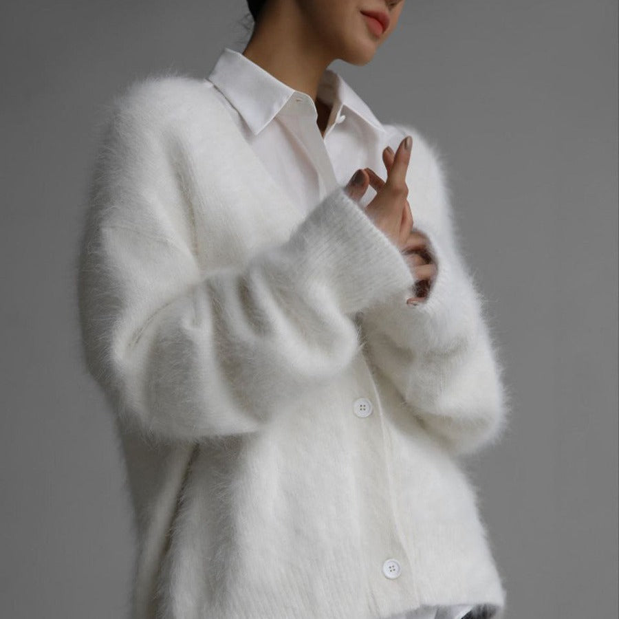 Womens Mohair Cardigan Street Wave Soft Knit Luxury With Relaxed Fit For Autumn Winter Cozy Warmth And Style