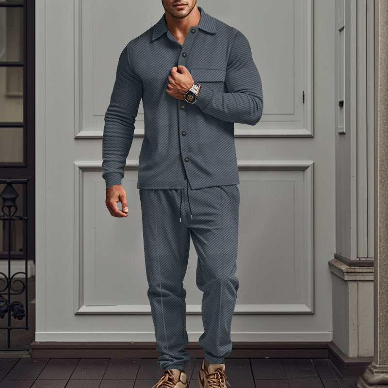 Street Wave Mens Pajama Set Casual Sleepwear With Elegant Button Details For Relaxing Nights