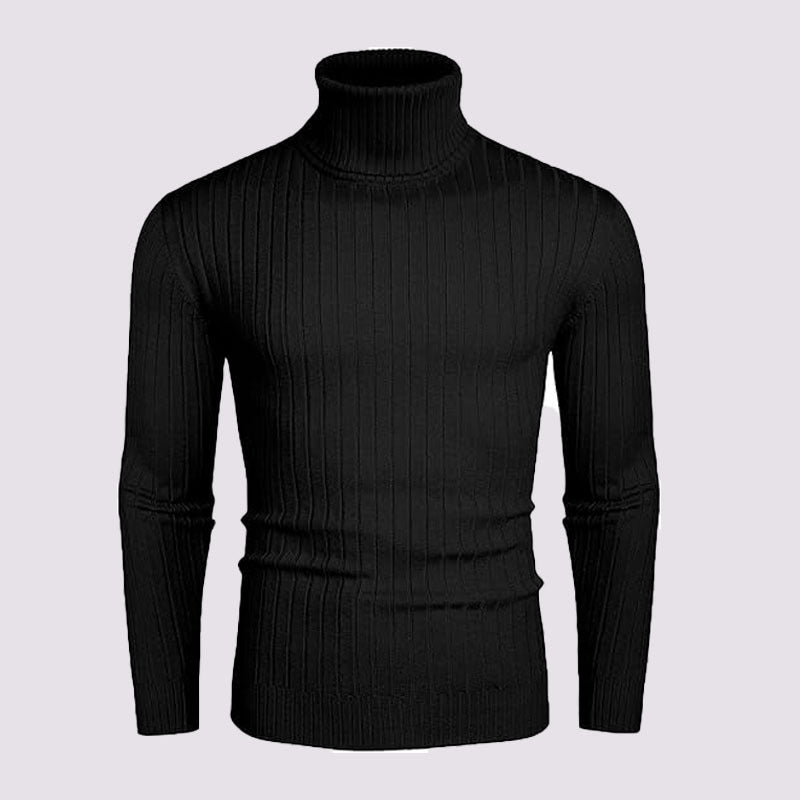 Street-wave Mens High Collar Ribbed Knit Sweater For Warmth And Everyday Style In Premium Soft Fabric
