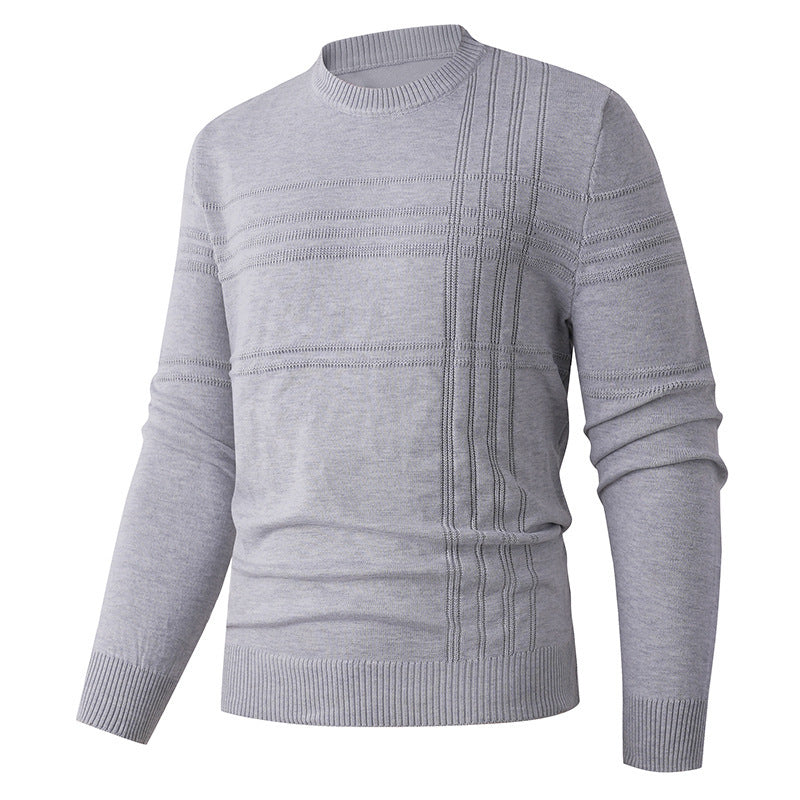 Mens Premium Cotton-Blend Sweater With Structured Pattern Crew Neck Street-wave For Modern Men