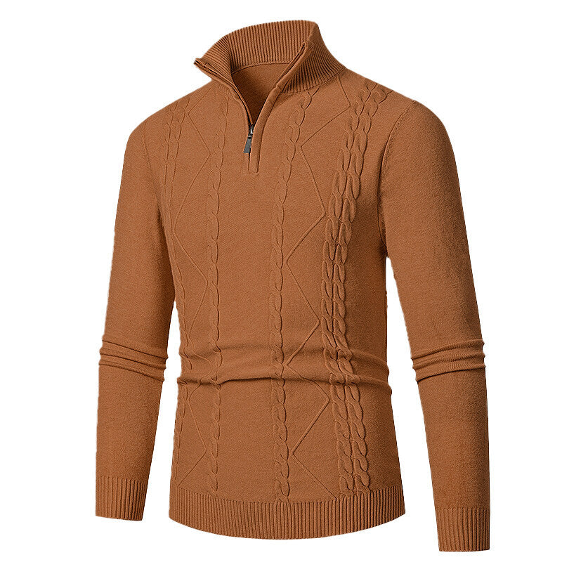 Street-wave Mens Cable Knit Sweater With Stand Collar For Men Cozy Warmth And Style