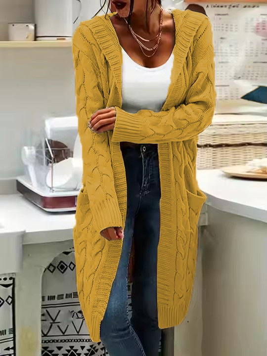 Street-Wave Cozy Women's Cable Knit Cardigan With Pockets In Relaxed Long Fit All Sizes