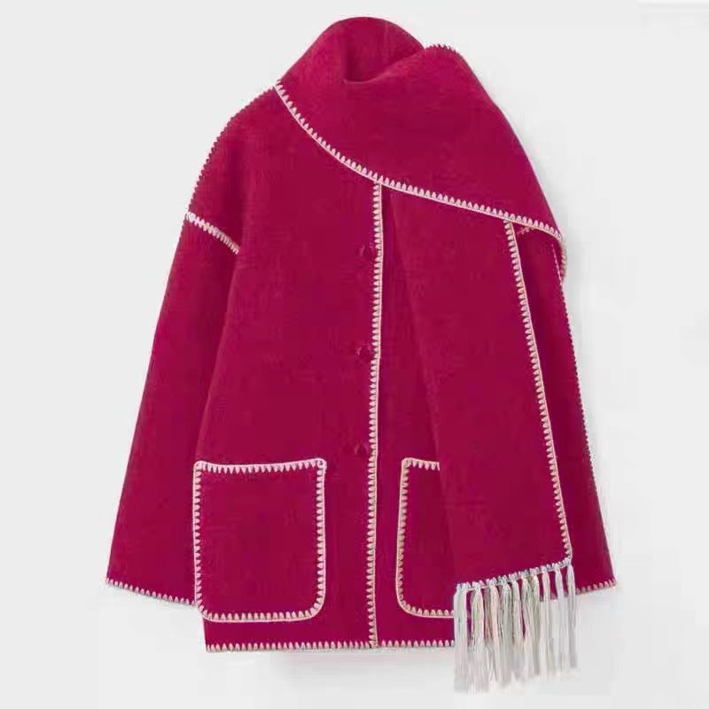 Street-Wave Womens Oversized Cardigan Fringes Pockets Cozy