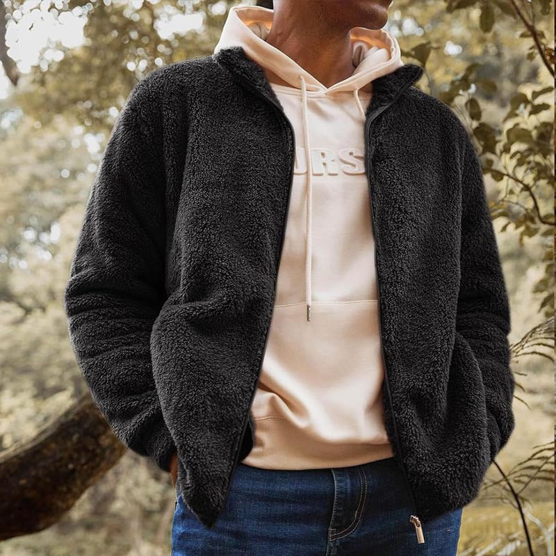 Mens Fleece Jacket With High Collar Streetwave Warmth And Practical Pockets For Men