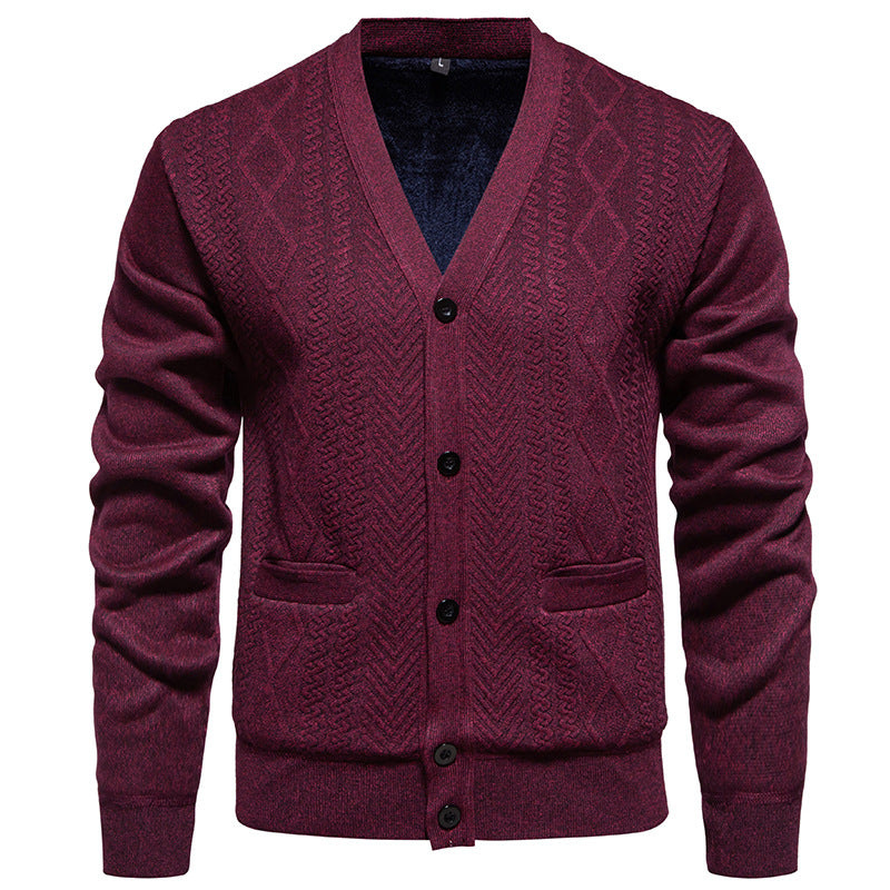 Streetwave Mens Knit Cardigan With Textured Pattern Breathable Cotton Comfort Warmth