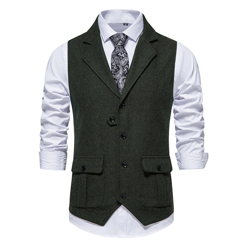 Street-wave Mens Herringbone Waistcoat Vest Premium Fabric For Formal Events And Style Savvy Professionals