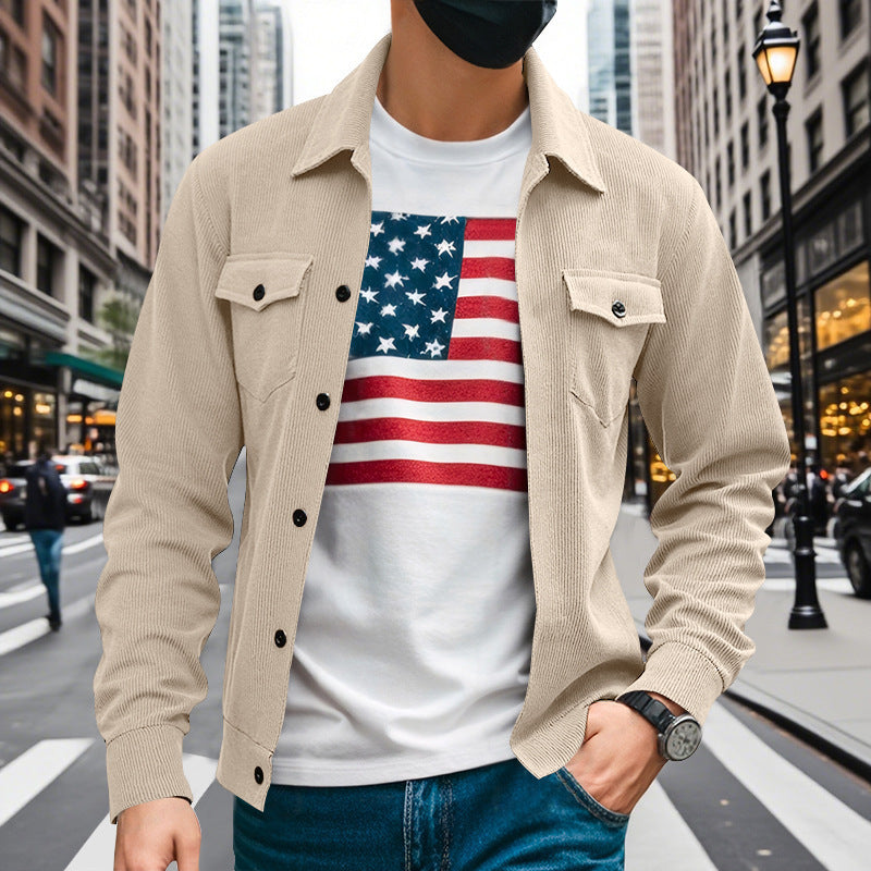 Street-wave Men's Casual Shirt Jacket in Structured Design for Versatile Everyday Style