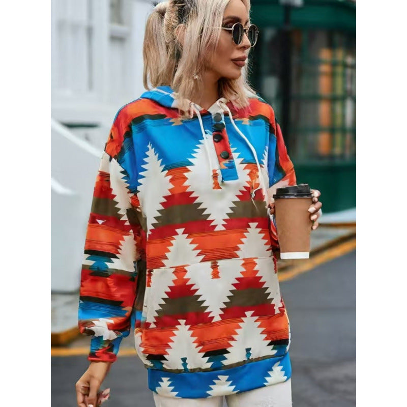 Street-Wave Women Bohemian Graphic Hoodie Relaxed Fit Cozy Comfort For Everyday Streetwear