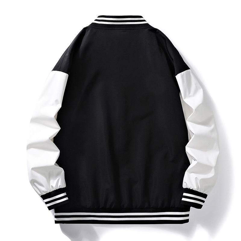 Street-wave Men's Sporty Bomber Jacket With Contrast Sleeves For Urban Fashion, Breathable Comfort