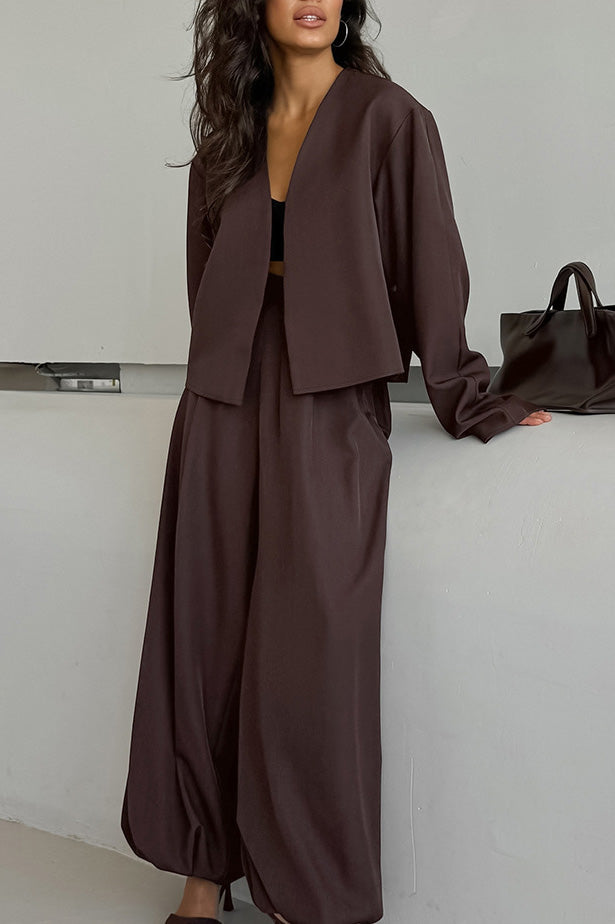 Street-Wave V-Neck Top And Relaxed Wide-Leg Pants Two-Piece Set For Women Effortless Chic Everyday