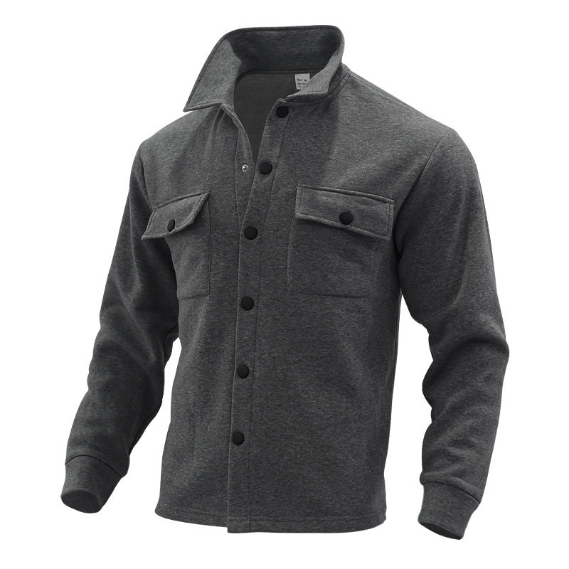 Streetwave Men's Casual Shirt Jacket With Practical Pockets And Modern Stand Collar