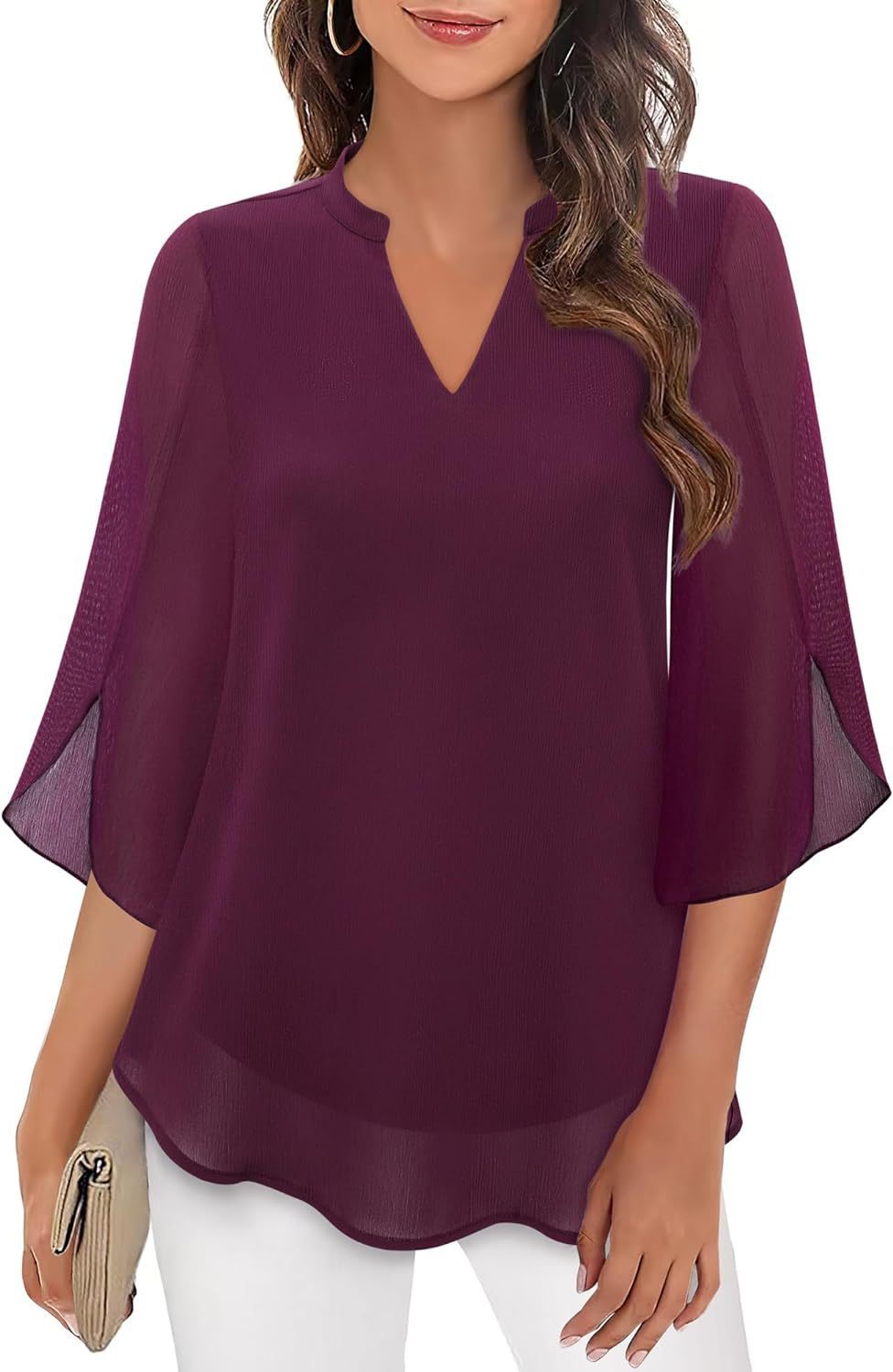 Street-Wave Airy Flutter Sleeve Blouse For Women Lightweight Sheer Top With Effortless Chic