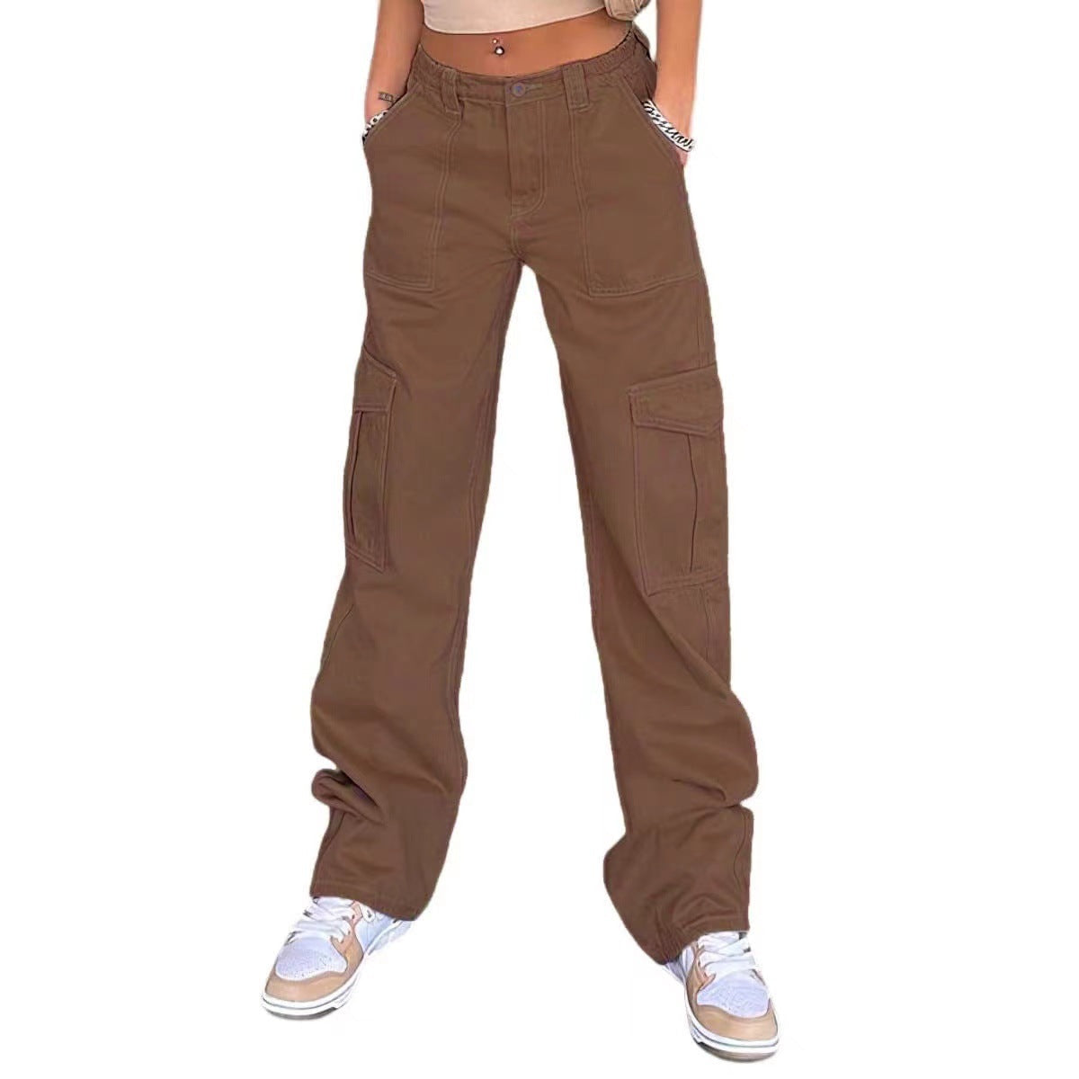 Women's Cargo Pants Street-Wave Wide Leg With Durable Cotton And Practical Side Pockets