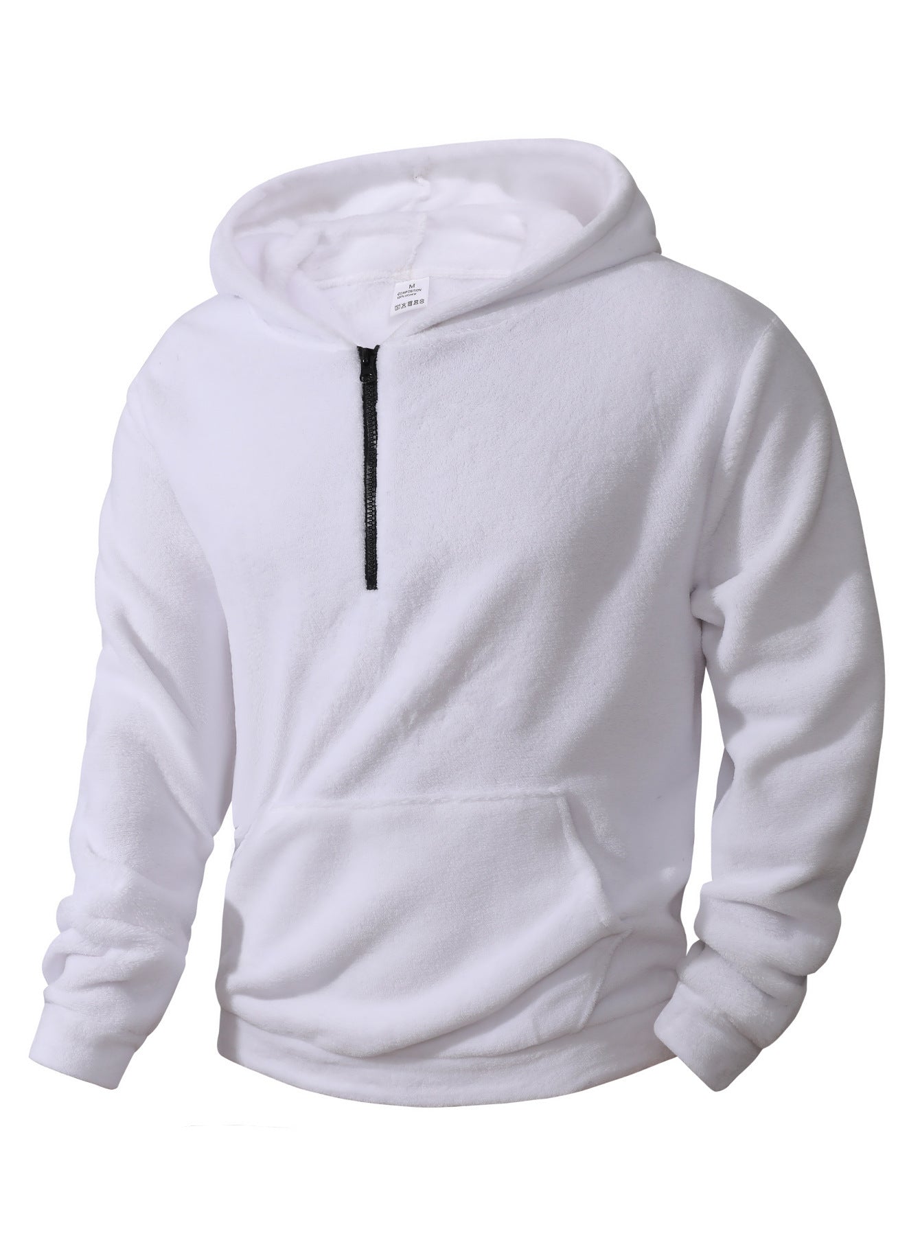 Mens Fleece Hoodie With Innovative Half Zip Street-Wave Cozy Warm Everyday Essential
