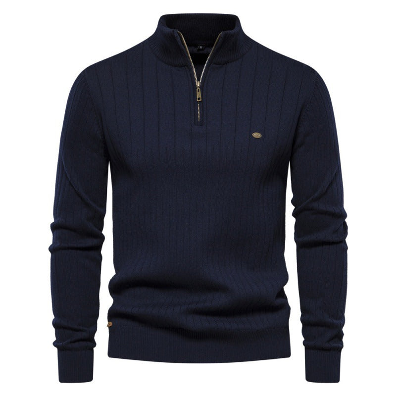 Street-wave Men's Half Zip Ribbed Knit Pullover for Casual and Formal Wear All Season Comfort