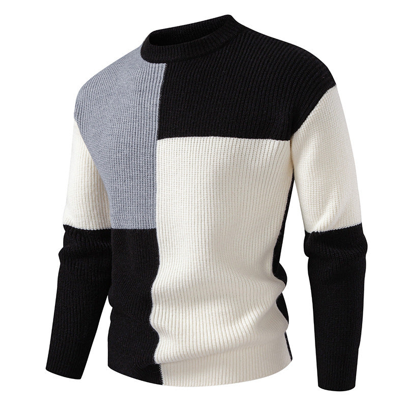 Street Wave Men's Patchwork Knit Sweater Breathable Comfort Color Block Pullover