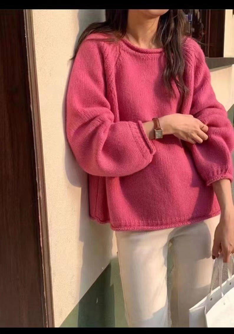 Street-Wave Cozy Knit Sweater For Women With Relaxed Fit And Airy Sleeves, Everyday Essential